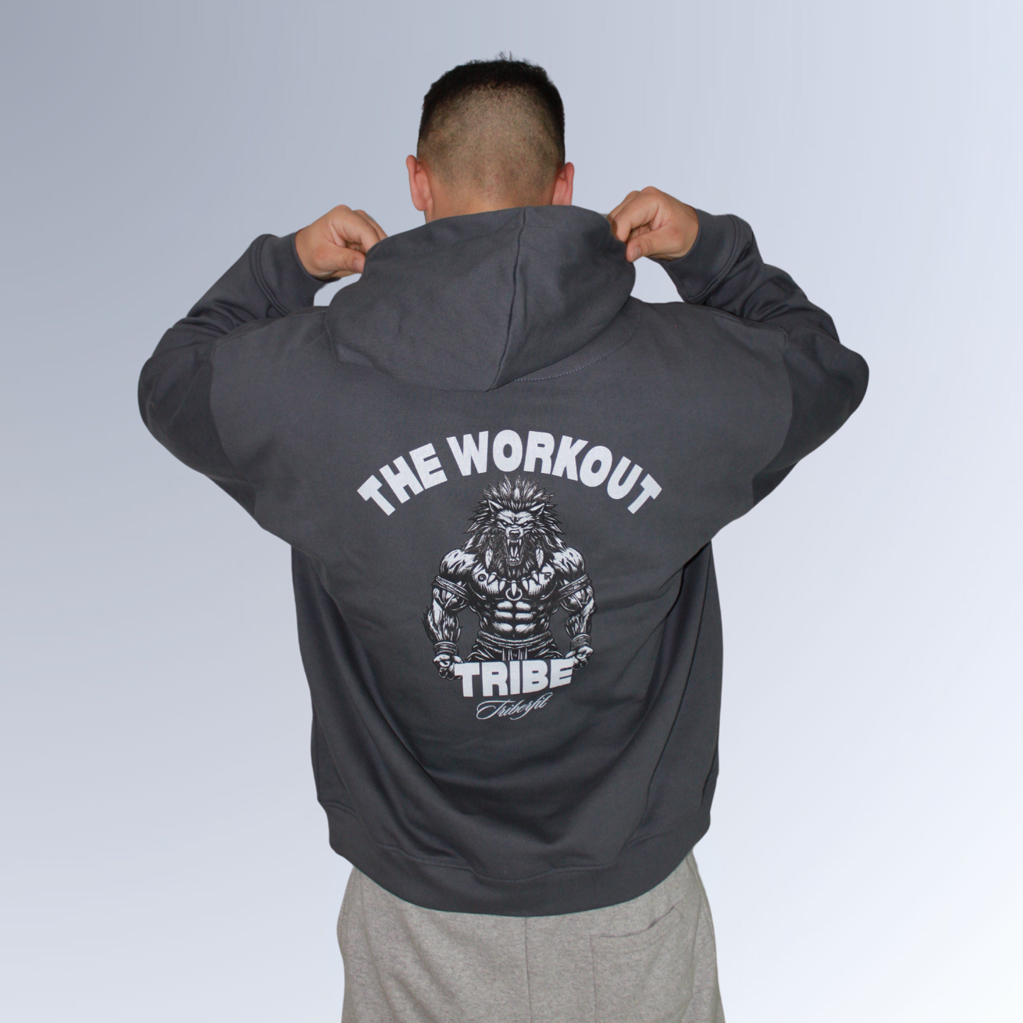 Sudadera Oversize Gris “THE WORKOUT TRIBE”