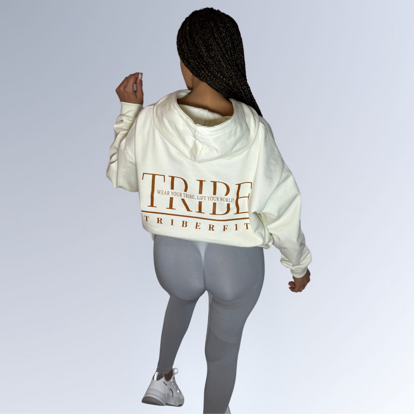 Sudadera Oversize Crema "WEAR YOUR TRIBE, LIFT YOUR WORLD"