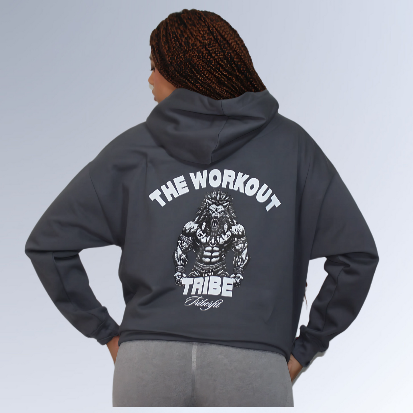 Sudadera Oversize Gris “THE WORKOUT TRIBE”
